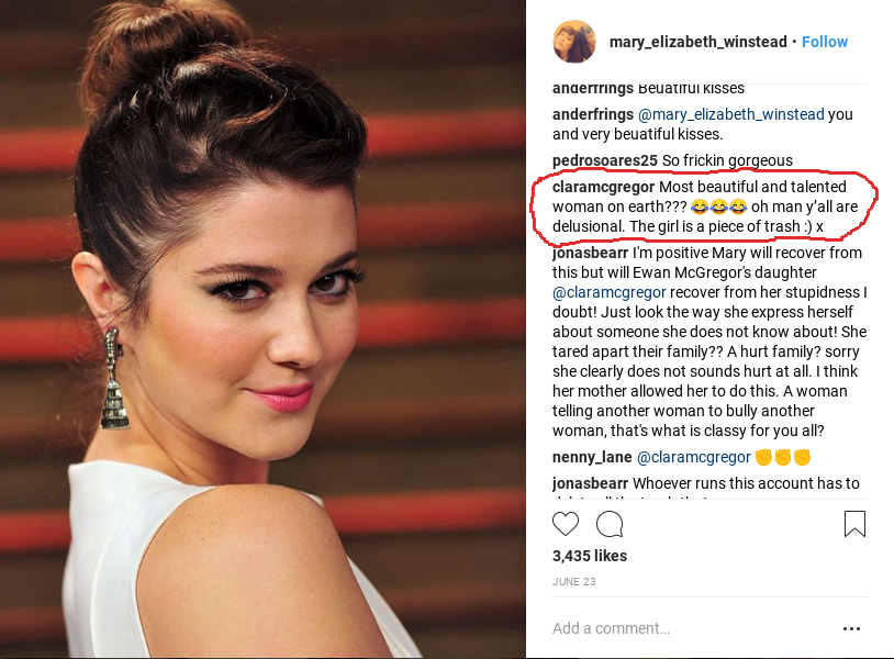 According to Clara, Mary is nothing more than a piece of trash. (Instagram)